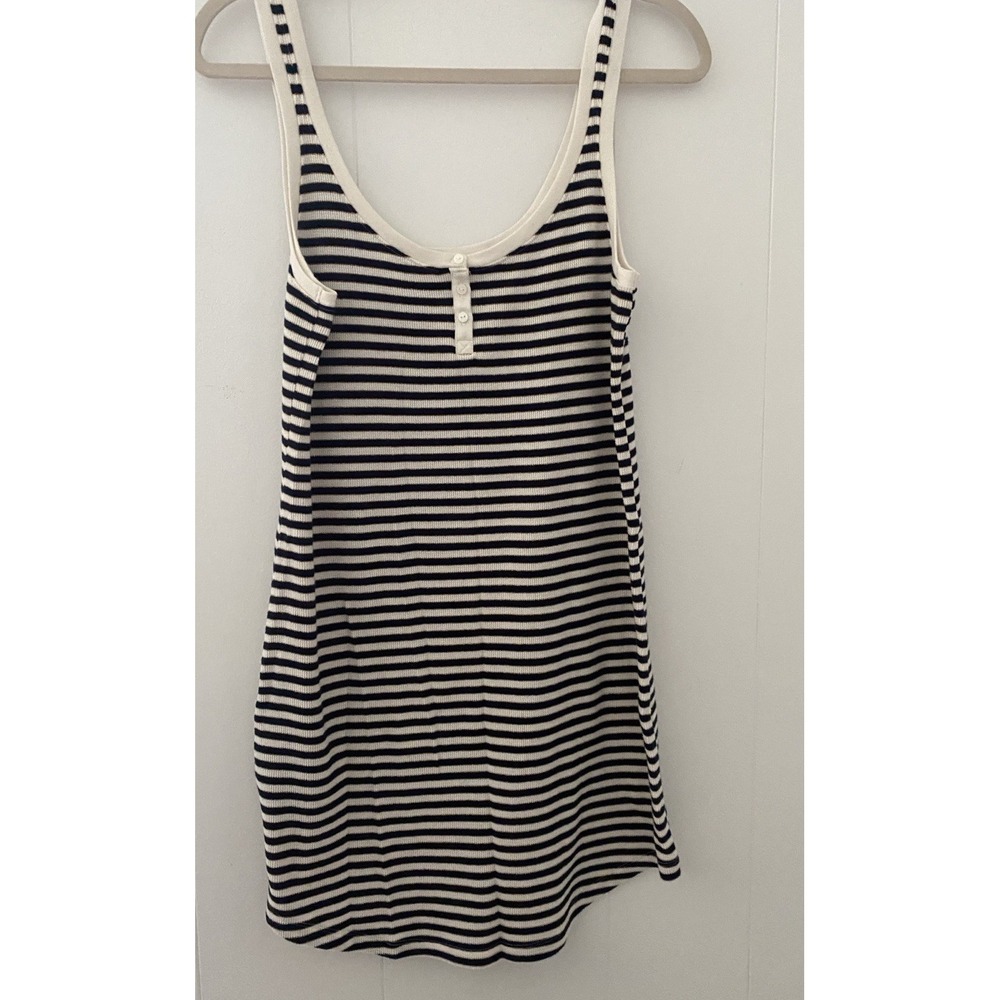 Victoria's Secret Striped Henley Sleep‎ Dress Black & White with Gold Sz Small